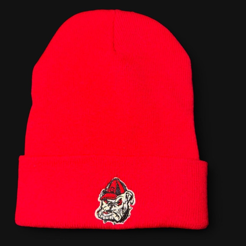 Georgia Bulldogs Red Knit Cuffed Beanie UGA Dawgs Mascot Logo